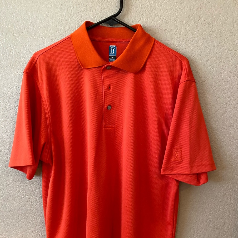 PGA Tour Golf polo, orange, GUC